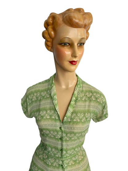 1940s Georgiana Semi Sheer Silk Dress | XS
