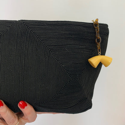 1940s Black Corde Clutch bag