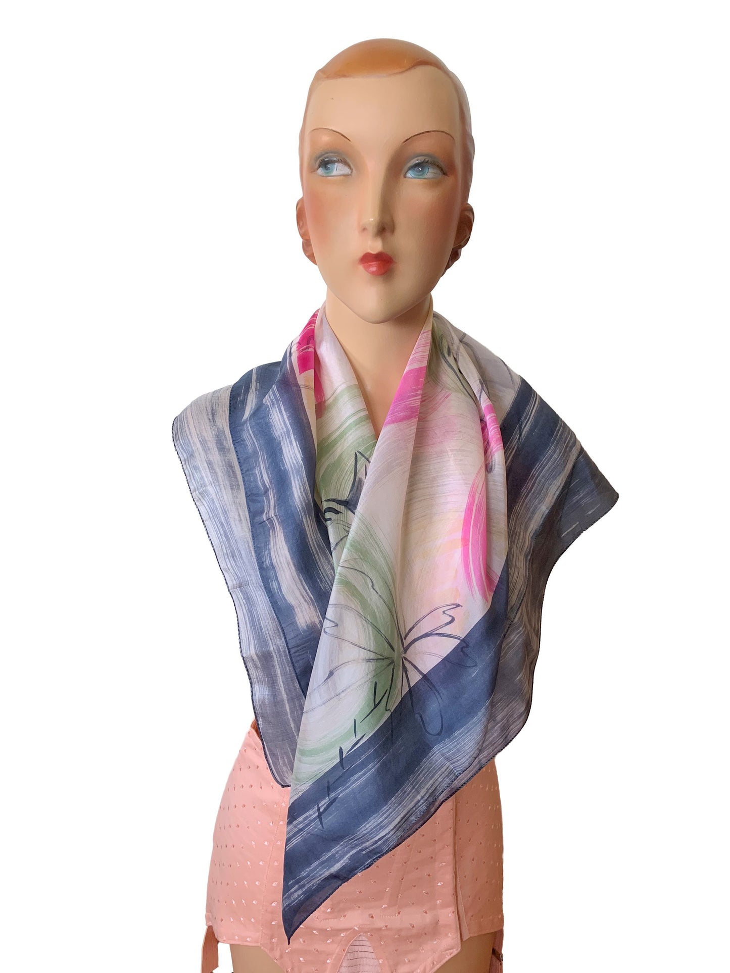 1950s Glentex Silk Middle Eastern Novelty Print Scarf