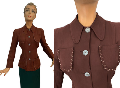 1940s Smartee Gabardine Western Jacket | S