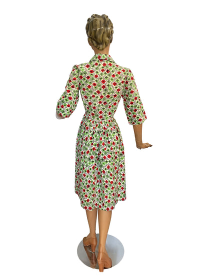 1940s Cotton Flower Dress | S/M