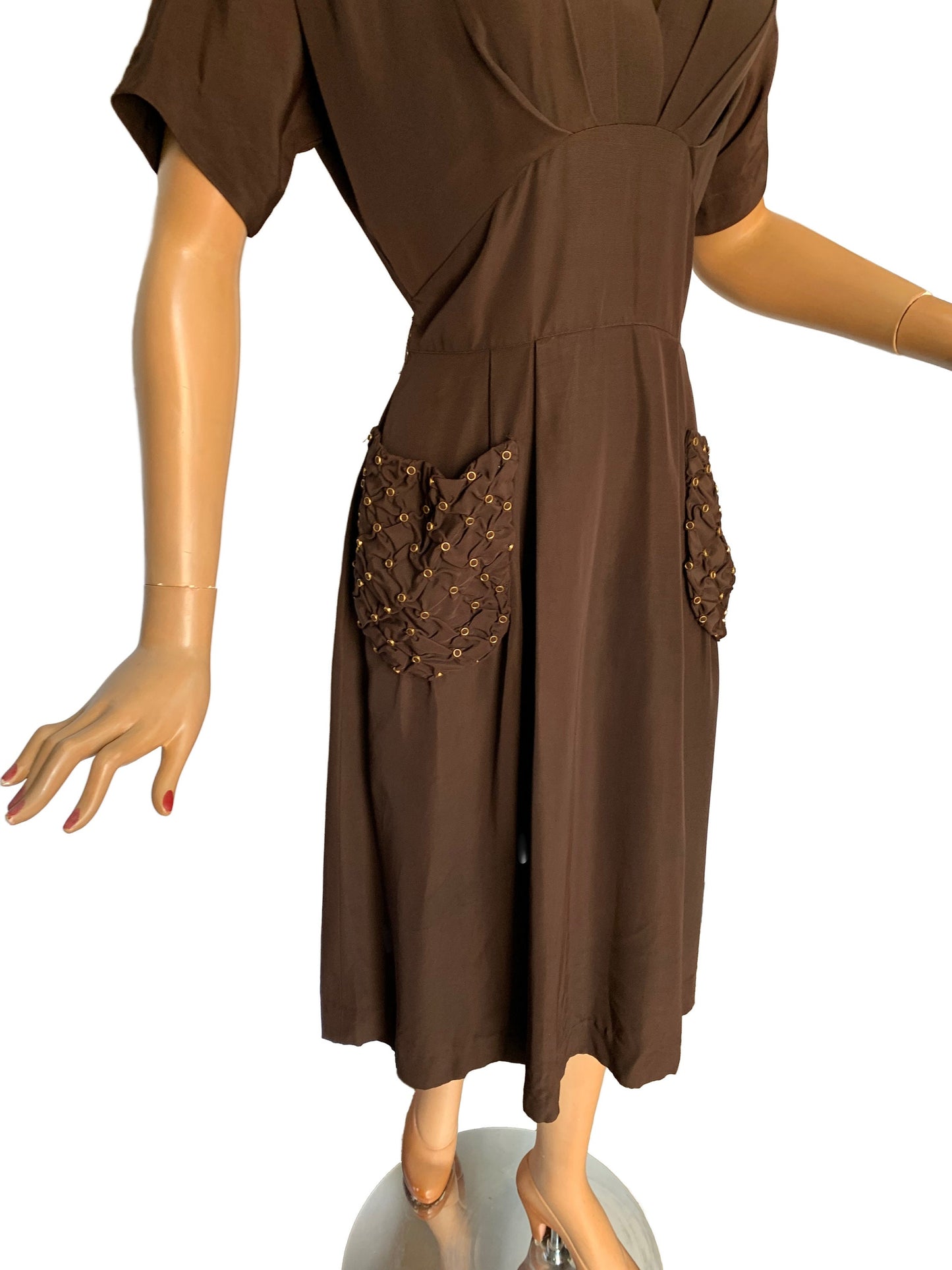 1940s Mary Lynne Gabardine Dress | S