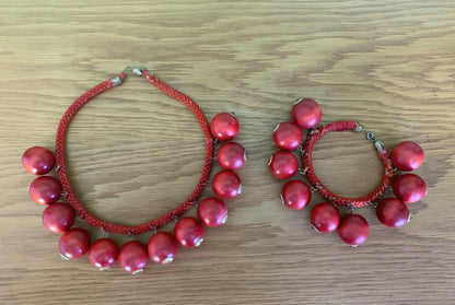 1940s/50s Wooden Berry Necklace and Bracelet Set