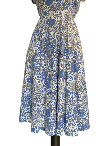1940s/1950s Cotton Novelty Print Dress | S/M