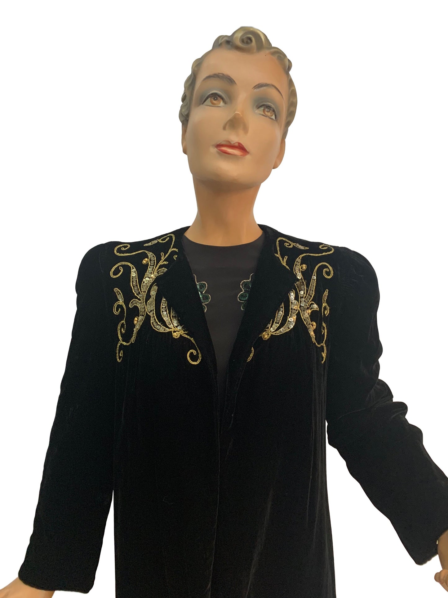 1940s Sequined Velvet Opera Coat | S-L