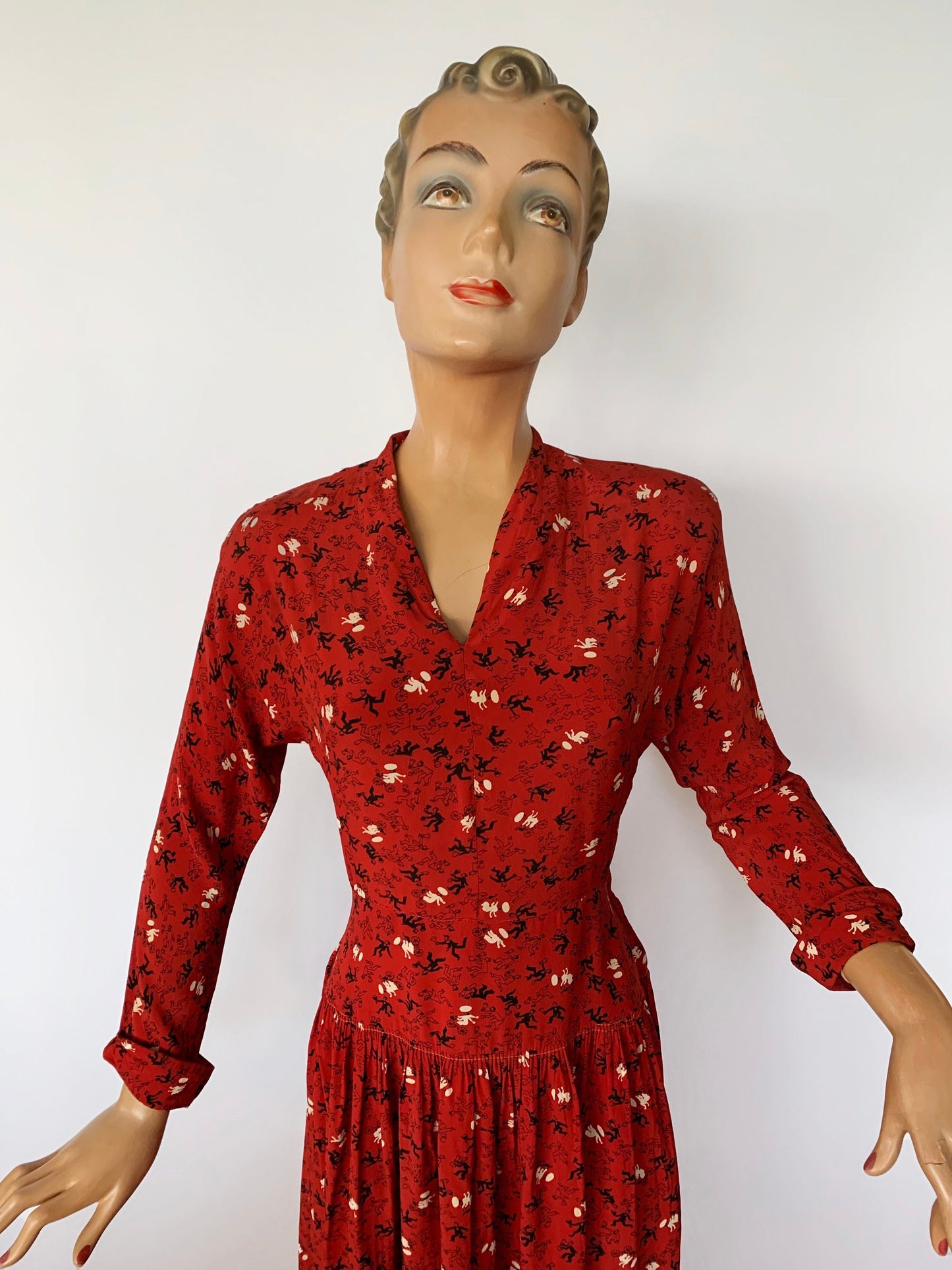 1940s Novelty Print Dress | Size Small