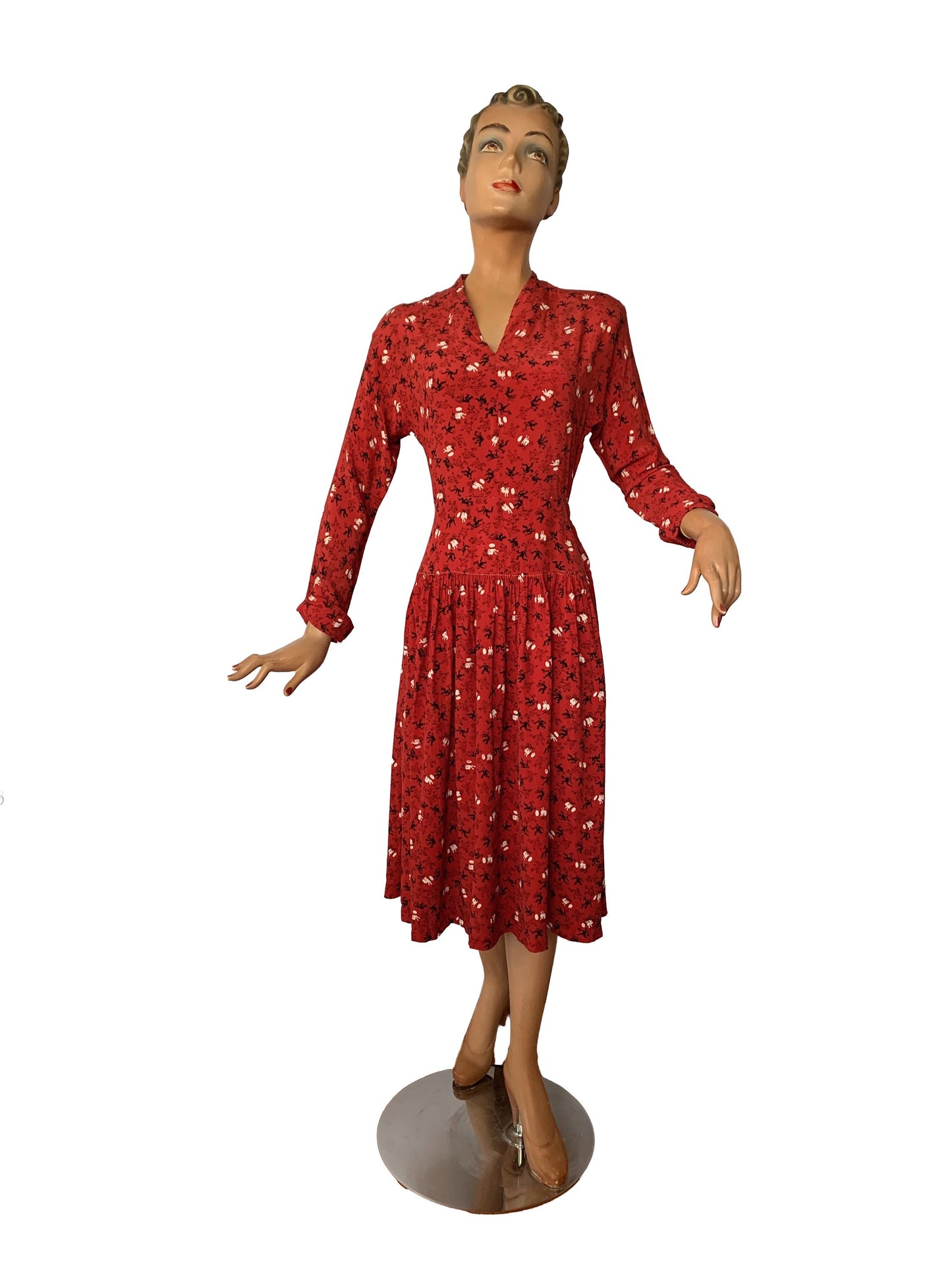 1940s Novelty Print Dress | Size Small