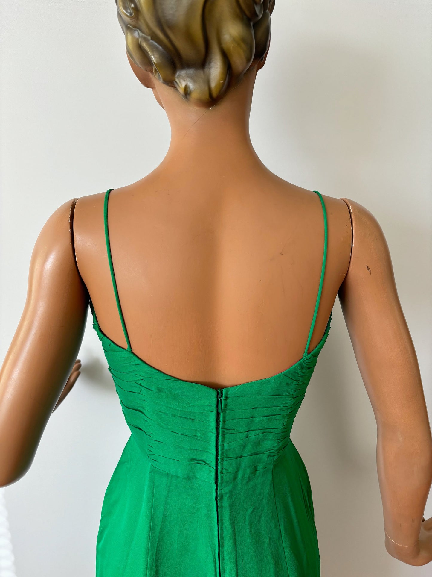 Grünes Chiffonkleid aus den 50er Jahren | Größe XS
